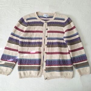 Vintage Alfred Dunner Striped Knit Cardigan Sweater Womens Small Medium